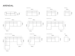 Cosmopolitan Design - Sofá de canto esquerdo "Arendal" 5 lugares em veludo salmão - 341x166x70cm