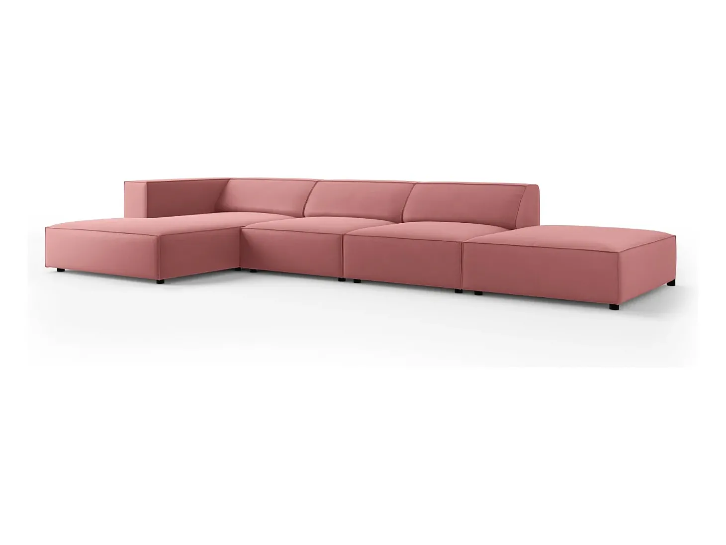 Cosmopolitan Design - Sofá de canto esquerdo "Arendal" 5 lugares em veludo salmão - 341x166x70cm