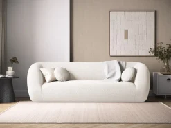 Cosmopolitan Design - Sofá "Essen" 3 lugares em tecido bouclé branco - 230x95x86cm