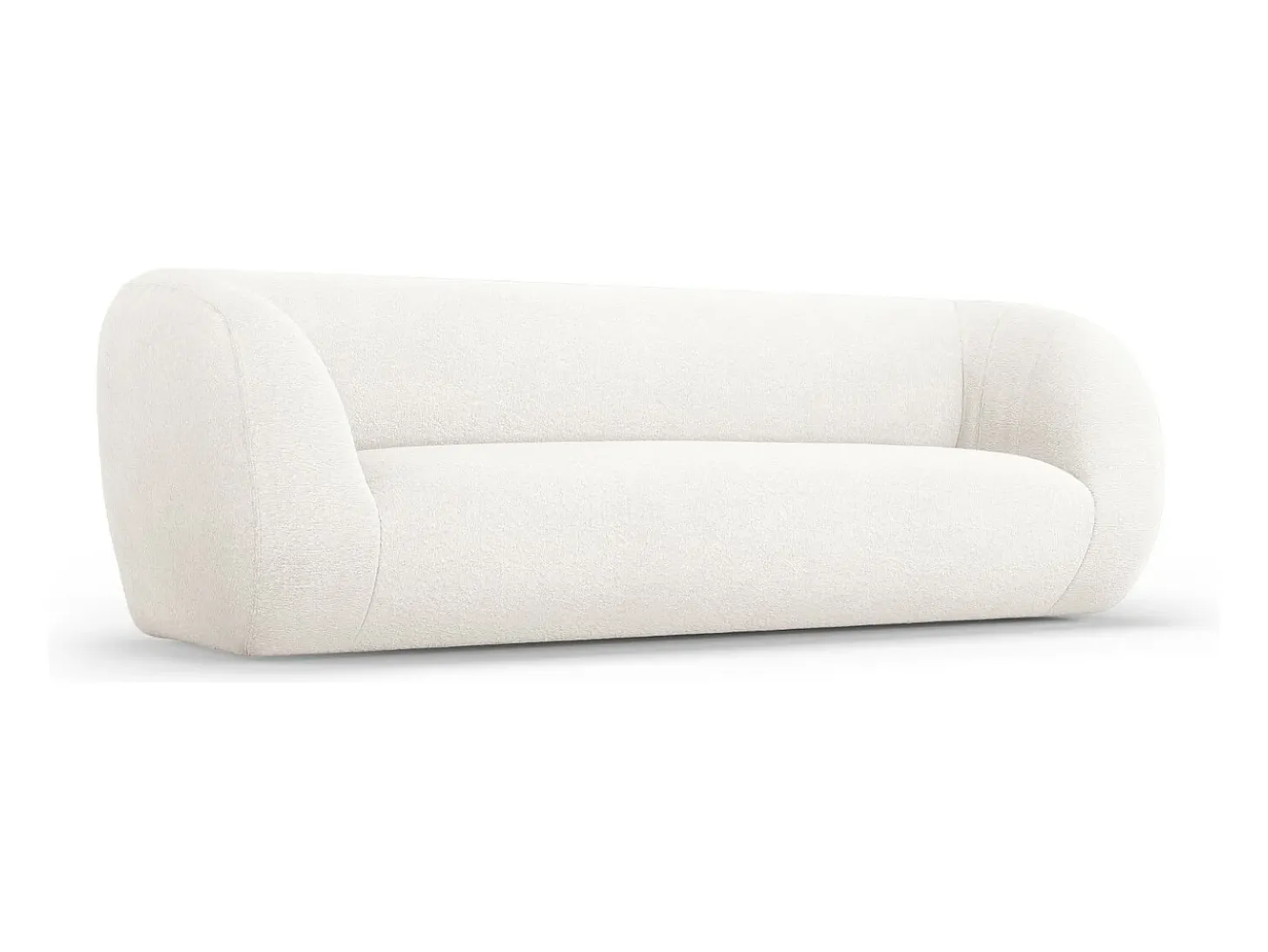 Cosmopolitan Design - Sofá "Essen" 3 lugares em tecido bouclé branco - 230x95x86cm