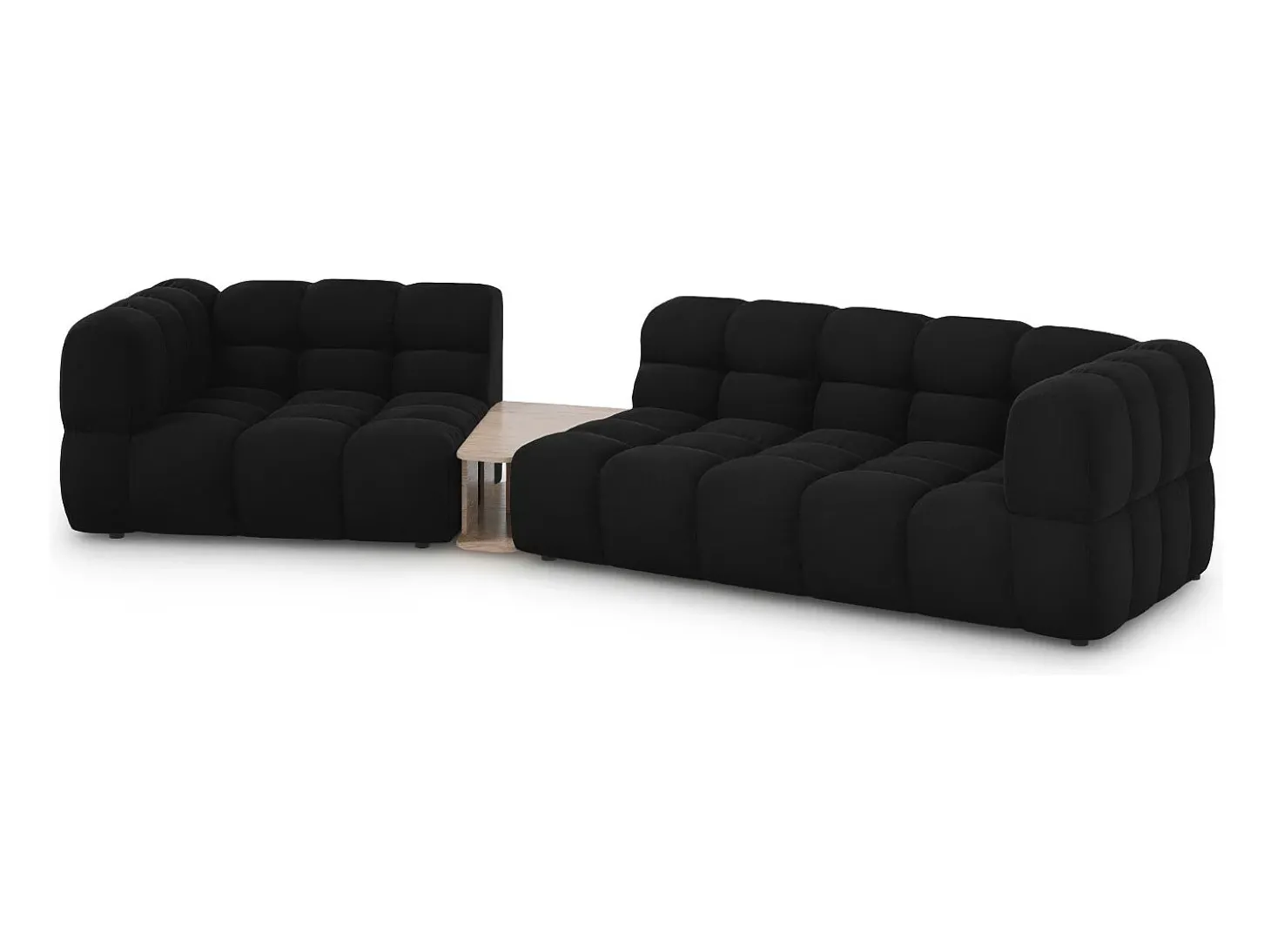 Cosmopolitan Design - Sofá modular virado para a esquerda "Sky" 3 lugares em veludo preto - 353x148x75cm