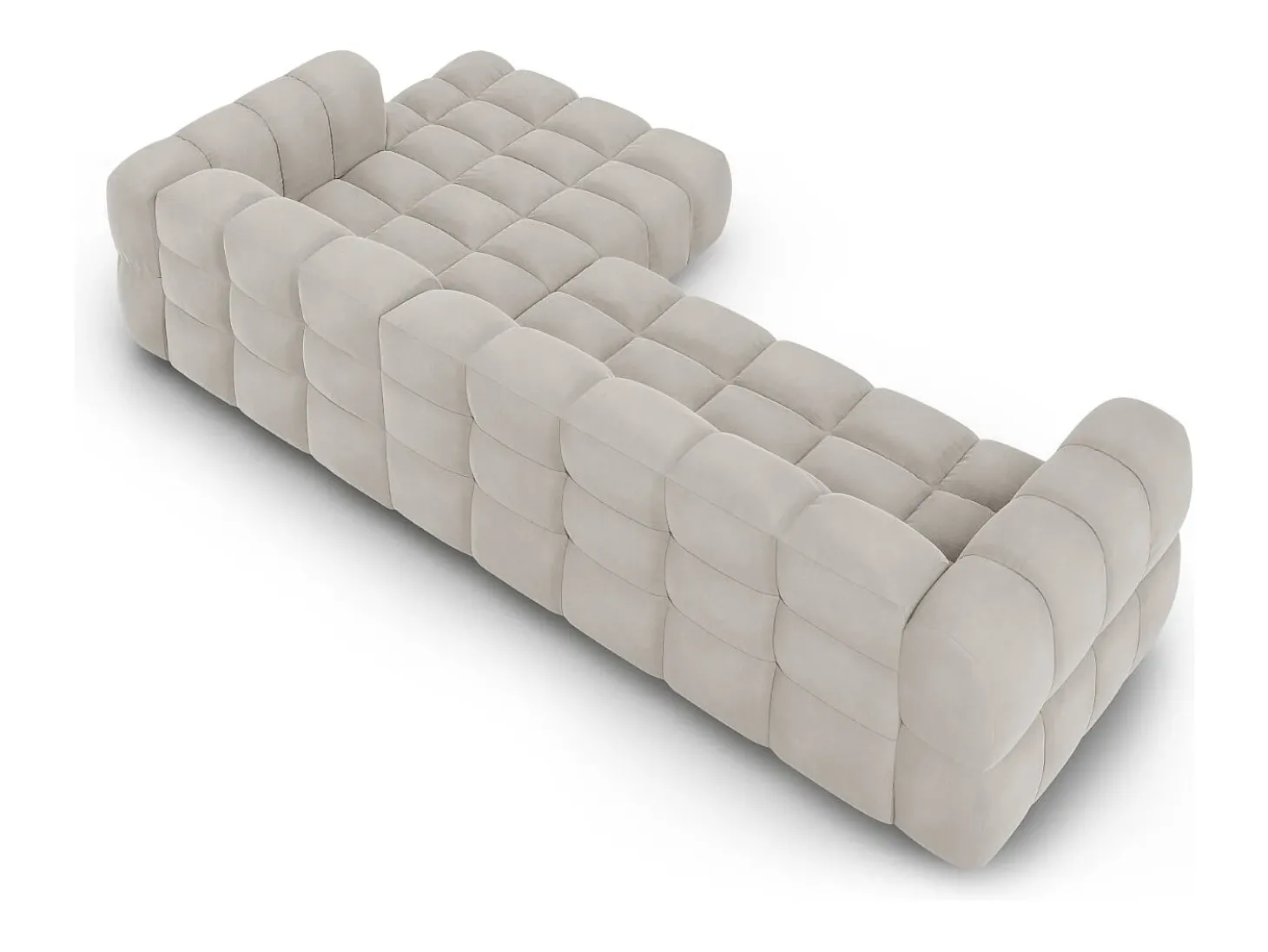 Cosmopolitan Design - Sofá modular de canto direito "Sky" 4 lugares em veludo bege claro - 300x162x75cm
