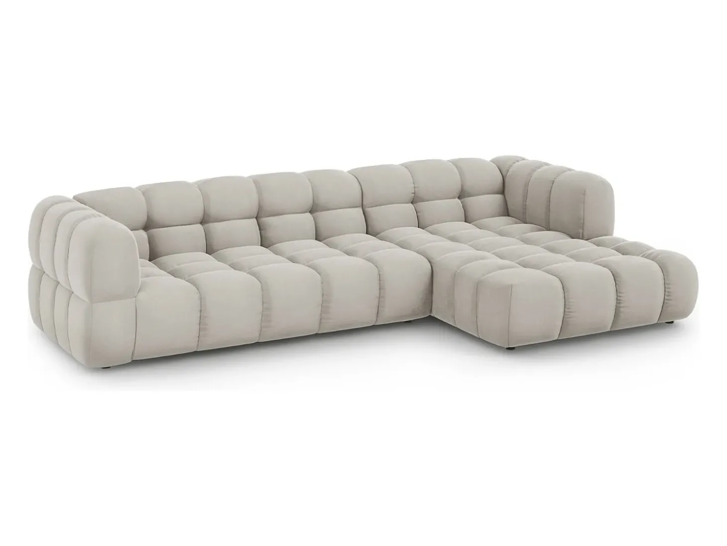 Cosmopolitan Design - Sofá modular de canto direito "Sky" 4 lugares em veludo bege claro - 300x162x75cm
