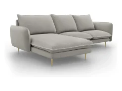 Cosmopolitan Design - Sofá de canto esquerdo "Vienna" 5 lugares em tecido estrutural cinza claro - 255x170x95cm