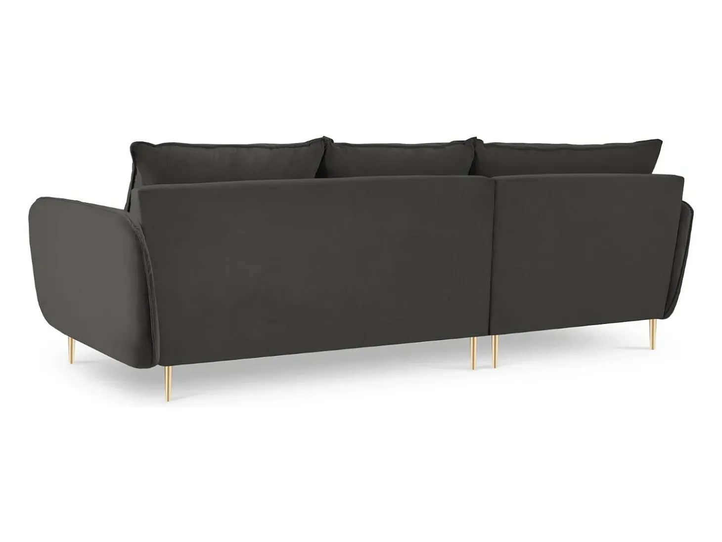 Cosmopolitan Design - Sofá de canto esquerdo "Vienna" 5 lugares em veludo cinza escuro - 255x170x95cm