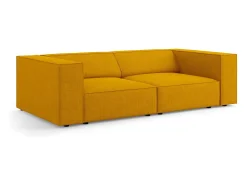Cosmopolitan Design - Sofá "Arendal" 3 lugares em tecido chenille com efeito canelado mostarda - 204x102x70cm