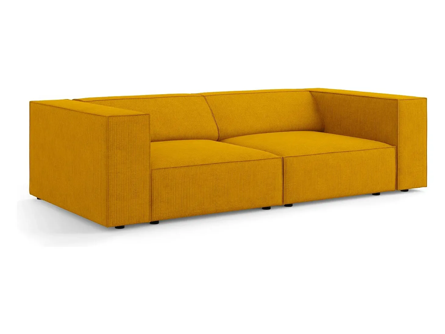 Cosmopolitan Design - Sofá "Arendal" 3 lugares em tecido chenille com efeito canelado mostarda - 204x102x70cm