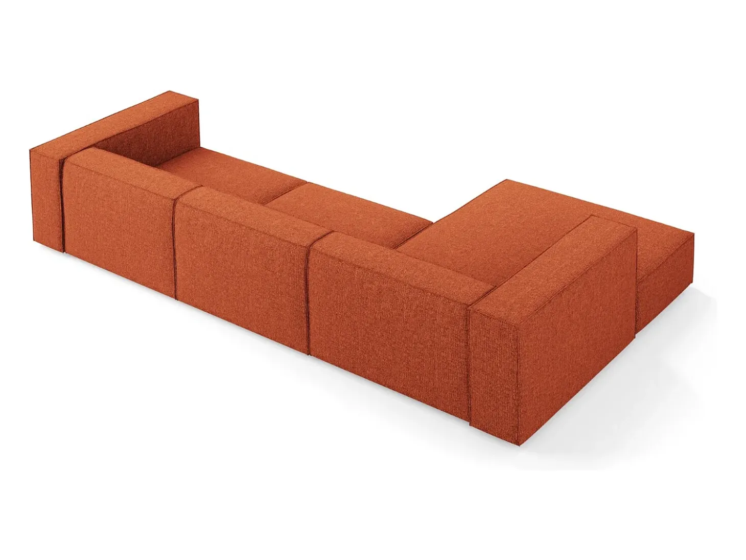 Cosmopolitan Design - Sofá de canto esquerdo "Arendal" 4 lugares em tecido chenille terracota - 284x166x70cm