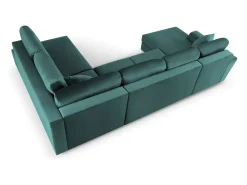 Cosmopolitan Design - Sofá panorâmico convertível em linha reta com caixa de arrumação