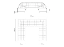 Cosmopolitan Design - Sofá panorâmico "Bali" 9 lugares em veludo rosa - 327x256x75cm