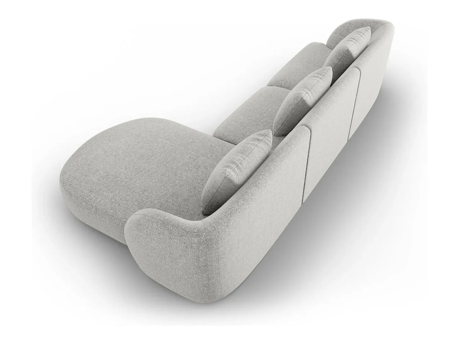 Cosmopolitan Design - Sofá de canto direito "Tulum" 4 lugares em tecido chenille cinza claro - 255x156x70cm