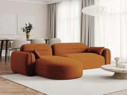 Cosmopolitan Design - Sofá modular de canto esquerdo "Sydney" 4 lugares em veludo terracota - 275x165x70cm