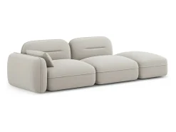 Cosmopolitan Design - Sofá modular direito "Sydney" 3 lugares em veludo bege claro - 295x90x70cm