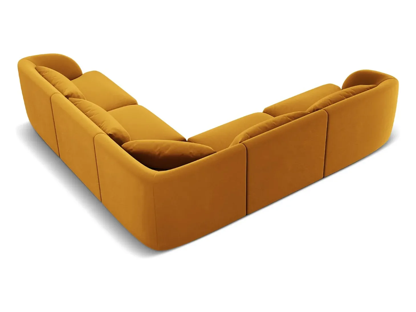 Cosmopolitan Design - Sofá de canto simétrico "Tulum" 5 lugares em veludo amarelo - 255x255x70cm