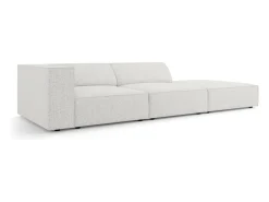 Cosmopolitan Design - Sofá direito "Arendal" 4 lugares em tecido chenille cinza claro - 262x102x70cm