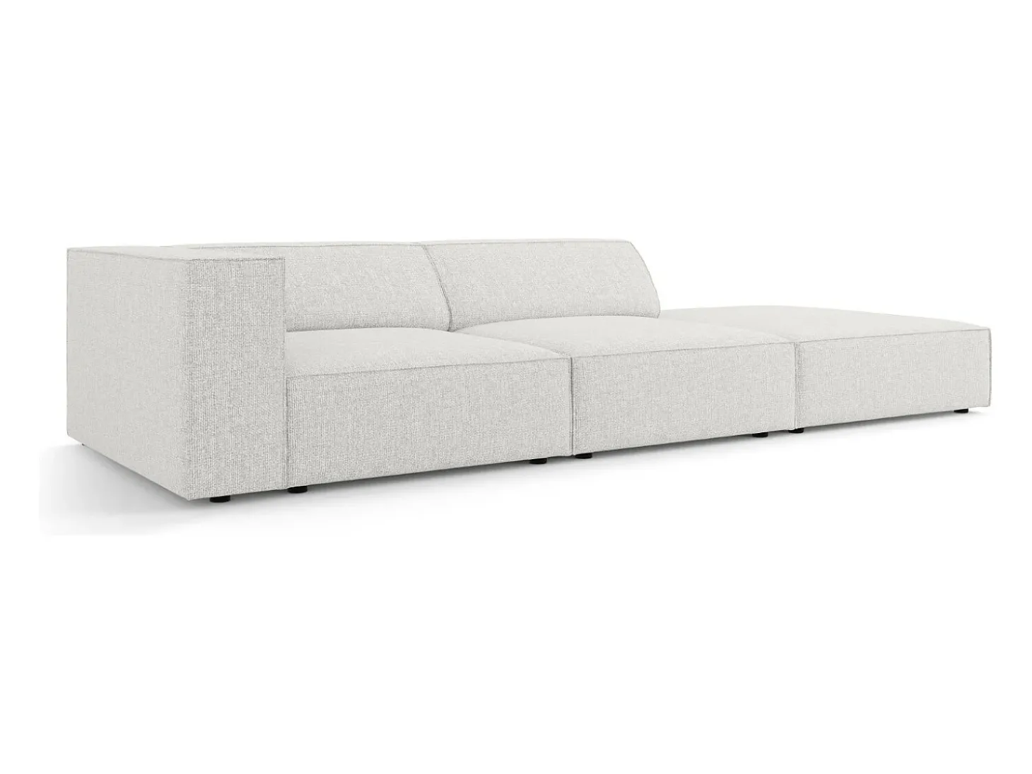 Cosmopolitan Design - Sofá direito "Arendal" 4 lugares em tecido chenille cinza claro - 262x102x70cm