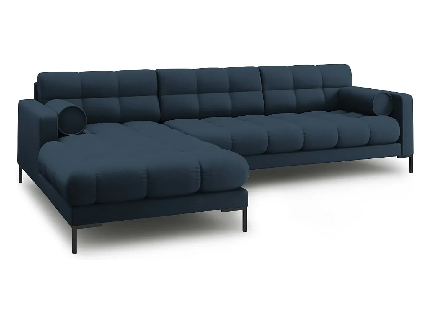 Cosmopolitan Design - Sofá de canto esquerdo "Bali" 5 lugares em tecido estrutural azul - 293x185x75cm