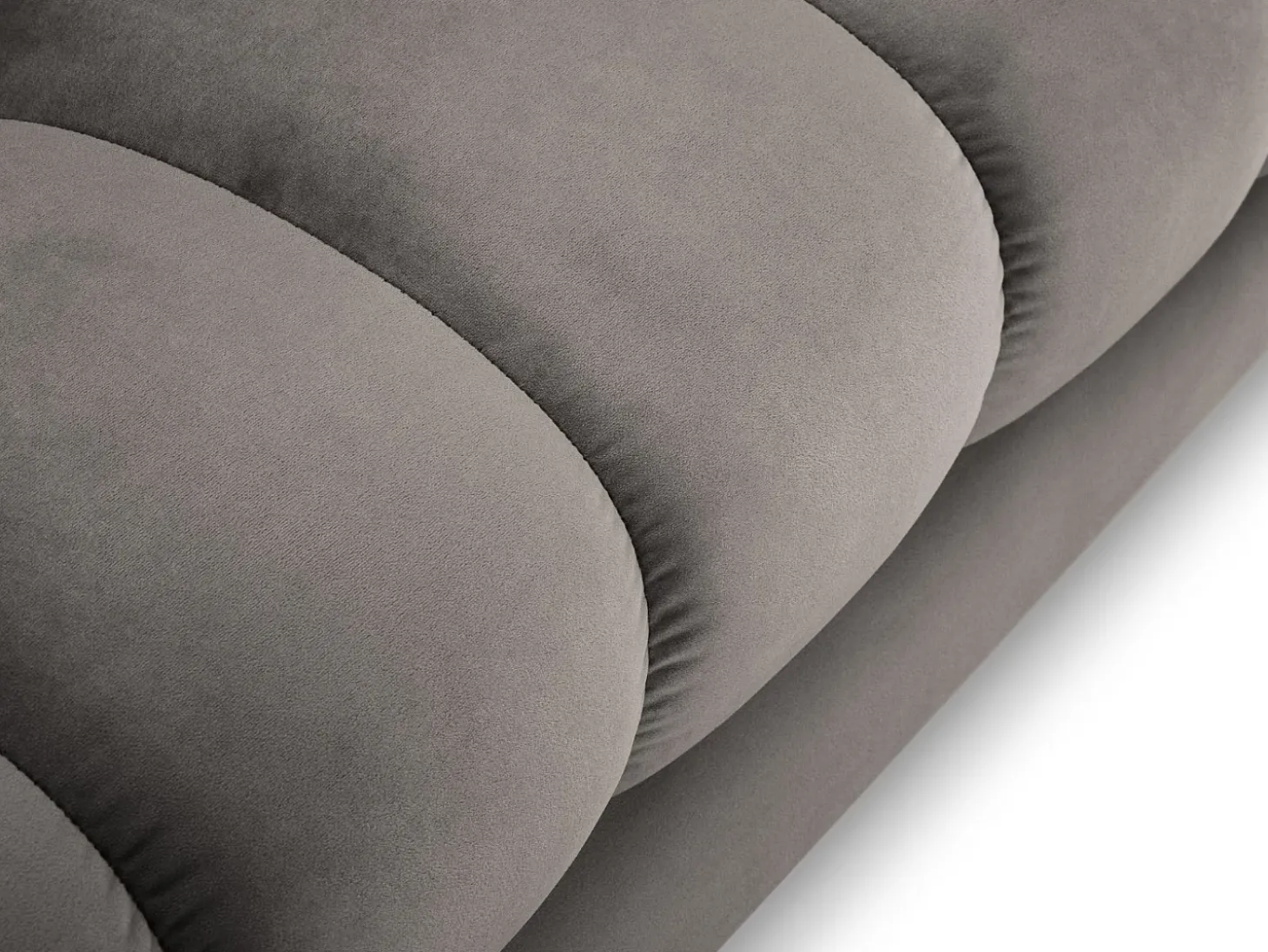 Cosmopolitan Design - Sofá panorâmico "Bali" 7 lugares em veludo cinza claro - 383x185x75cm