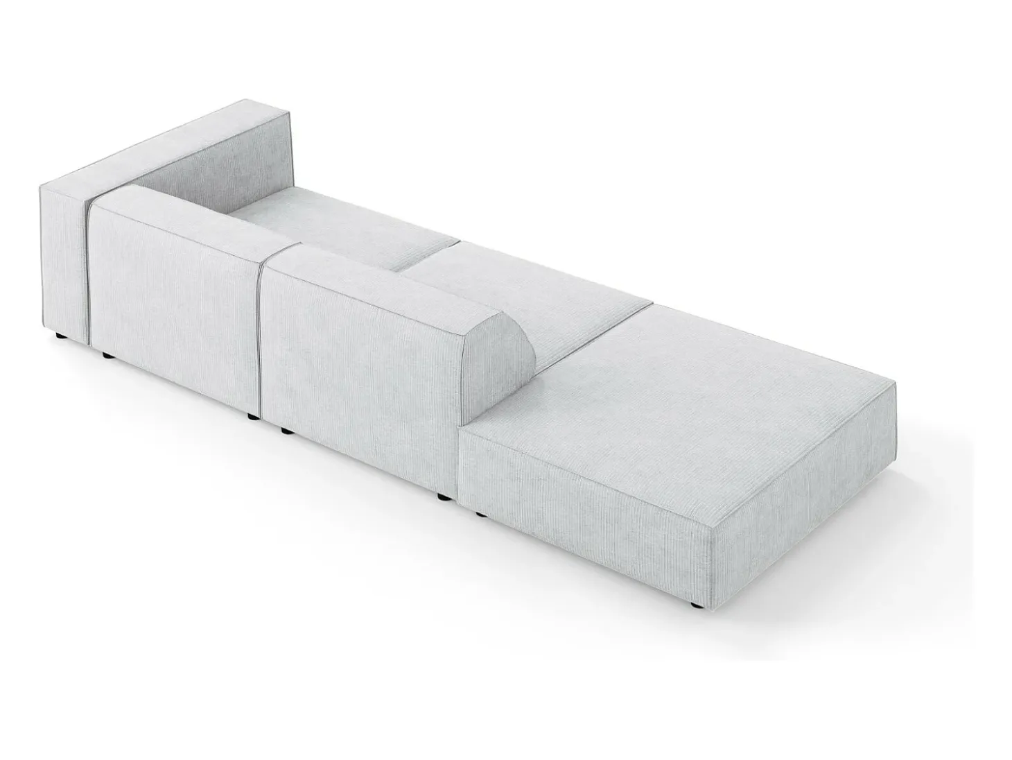 Cosmopolitan Design - Sofá esquerdo "Arendal" 4 lugares em tecido chenille com efeito canelado cinza claro - 262x102x70cm