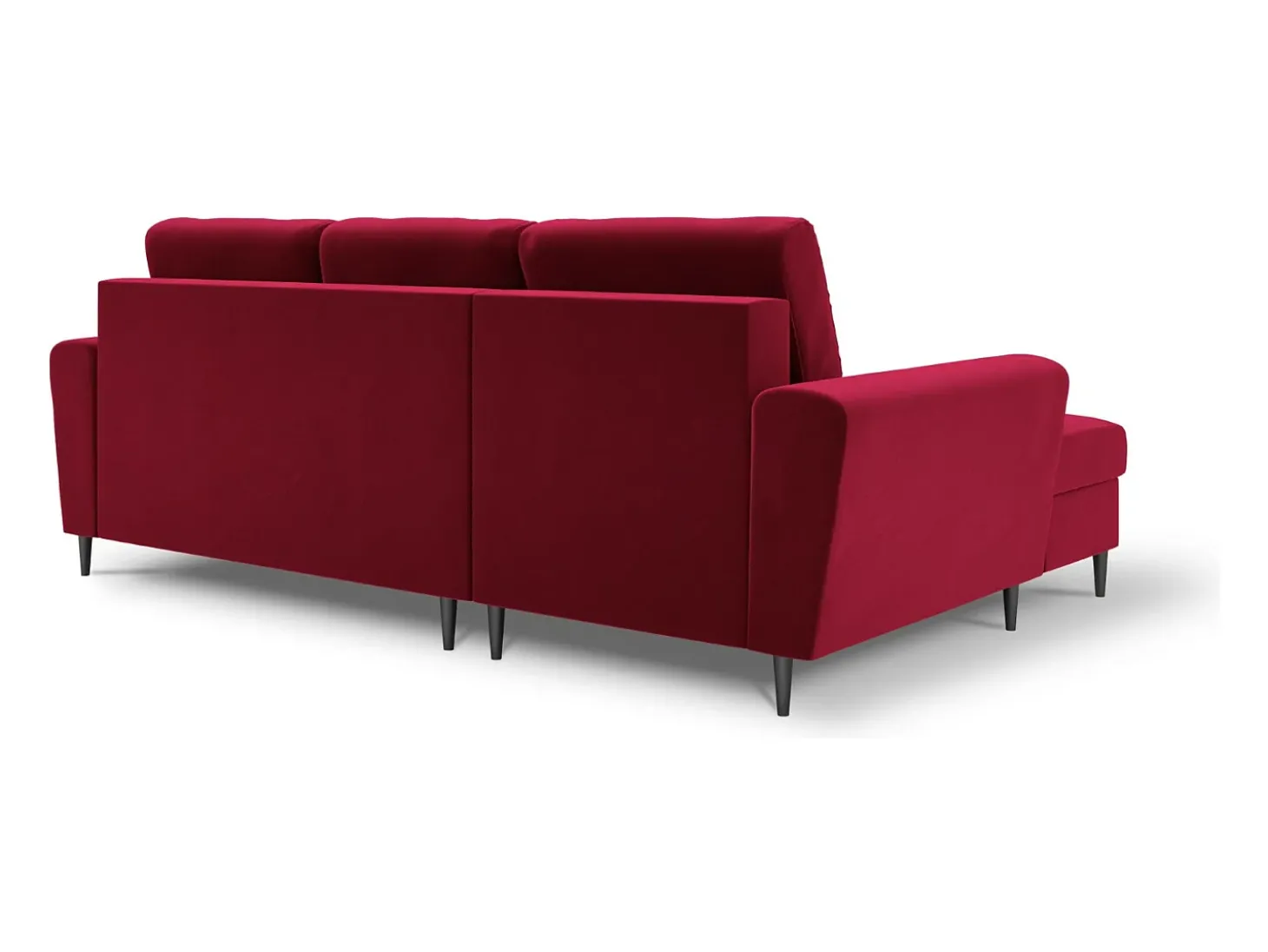 Cosmopolitan Design - Sofá convertível de canto esquerdo com caixa de arrumação "Kyoto" 4 lugares em veludo vermelho - 241x145x88cm