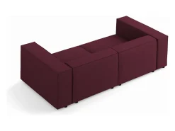Cosmopolitan Design - Sofá "Arendal" 3 lugares em tecido chenille com efeito canelado rubi - 204x102x70cm