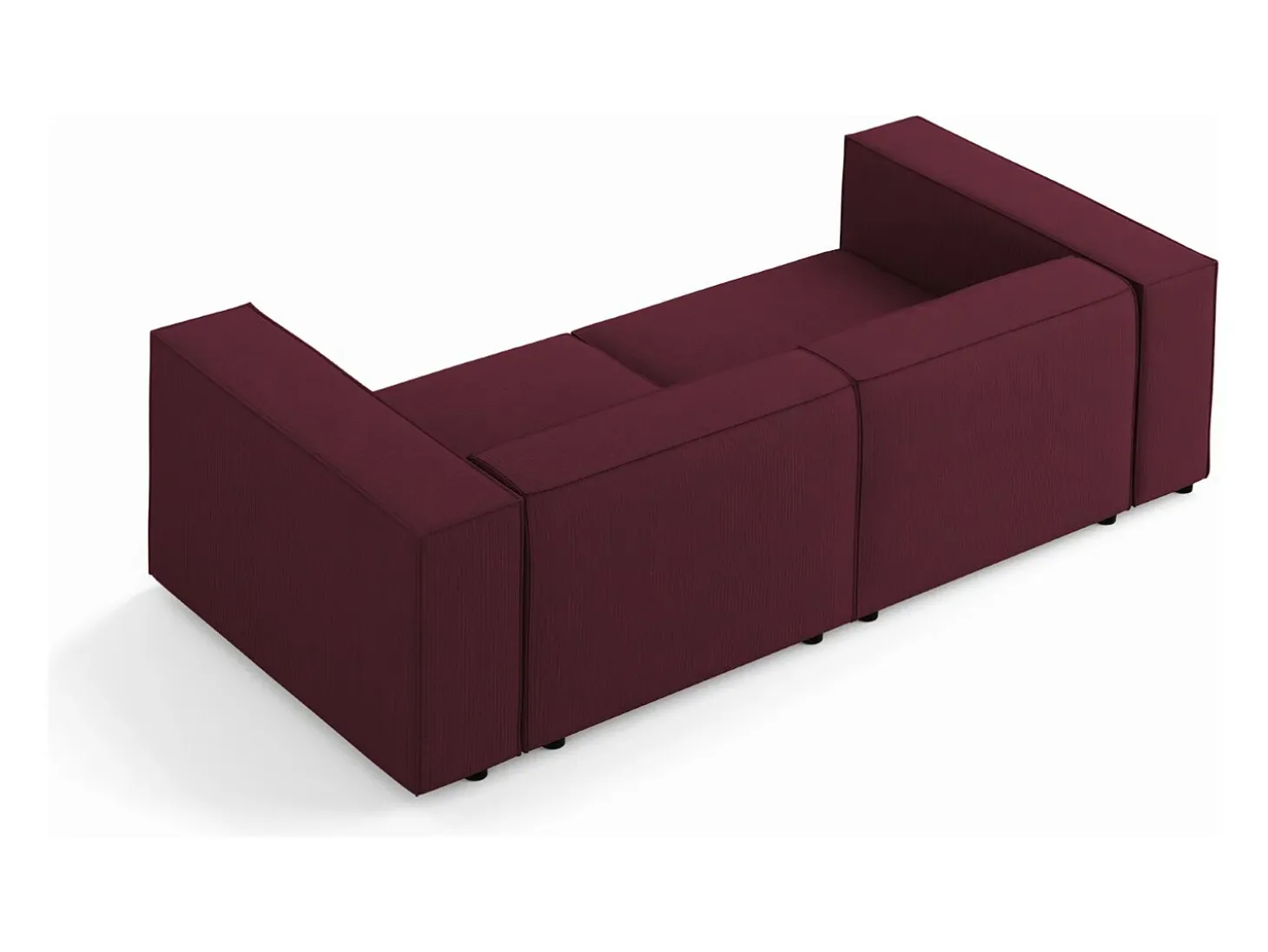 Cosmopolitan Design - Sofá "Arendal" 3 lugares em tecido chenille com efeito canelado rubi - 204x102x70cm