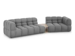 Cosmopolitan Design - Sofá modular direito "Sky" 3 lugares em veludo cinza claro - 353x148x75cm