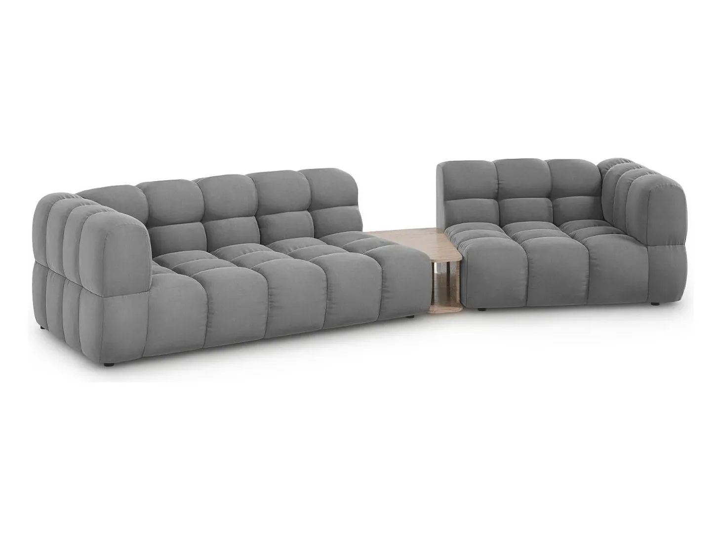 Cosmopolitan Design - Sofá modular direito "Sky" 3 lugares em veludo cinza claro - 353x148x75cm