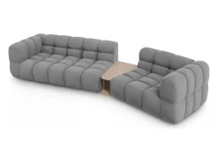 Cosmopolitan Design - Sofá modular direito "Sky" 3 lugares em veludo cinza claro - 353x148x75cm