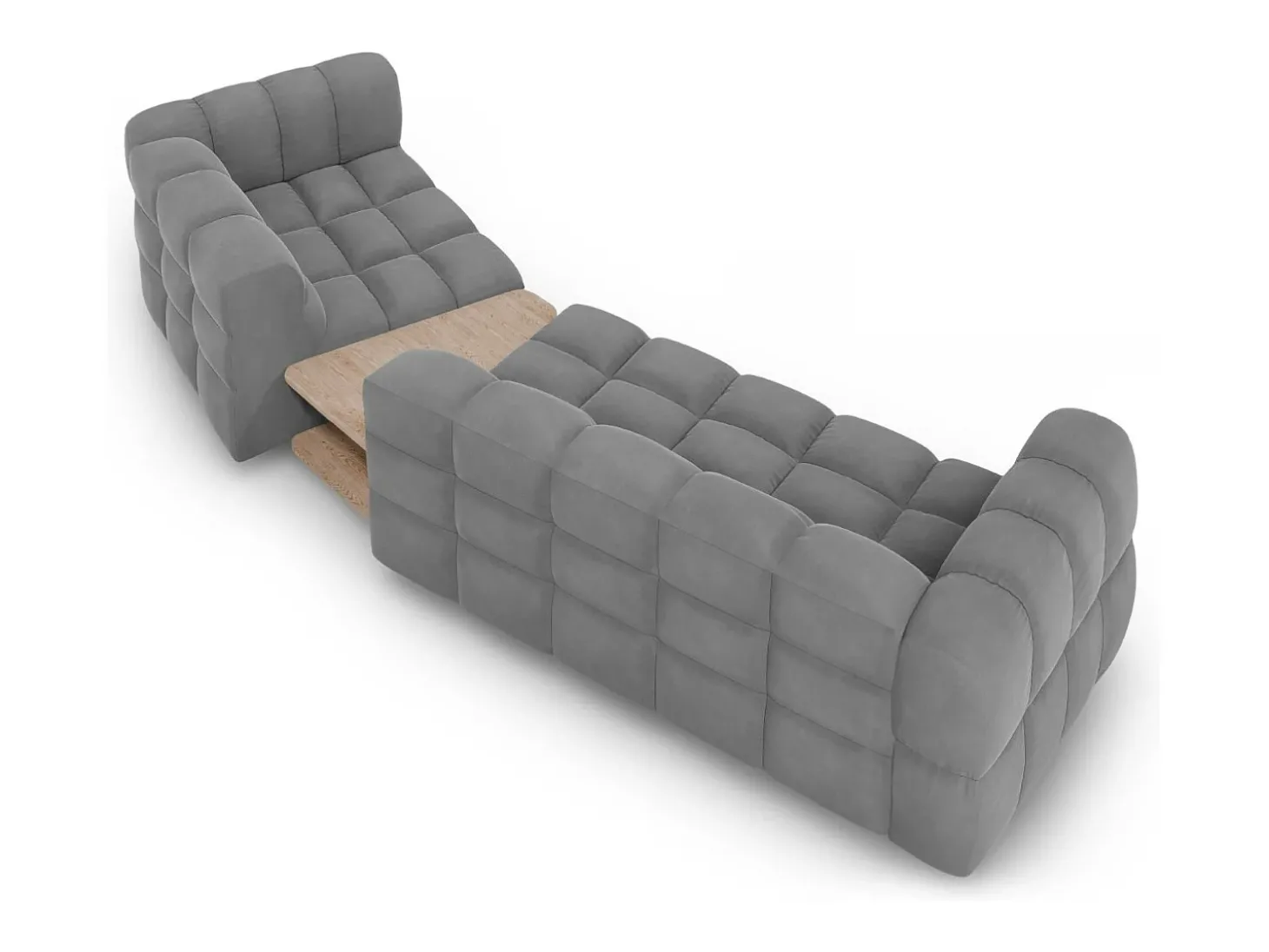 Cosmopolitan Design - Sofá modular direito "Sky" 3 lugares em veludo cinza claro - 353x148x75cm