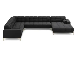 Cosmopolitan Design - Sofá de canto panorâmico à esquerda "Bali" 7 lugares em tecido estrutural cinza escuro - 327x256x75cm