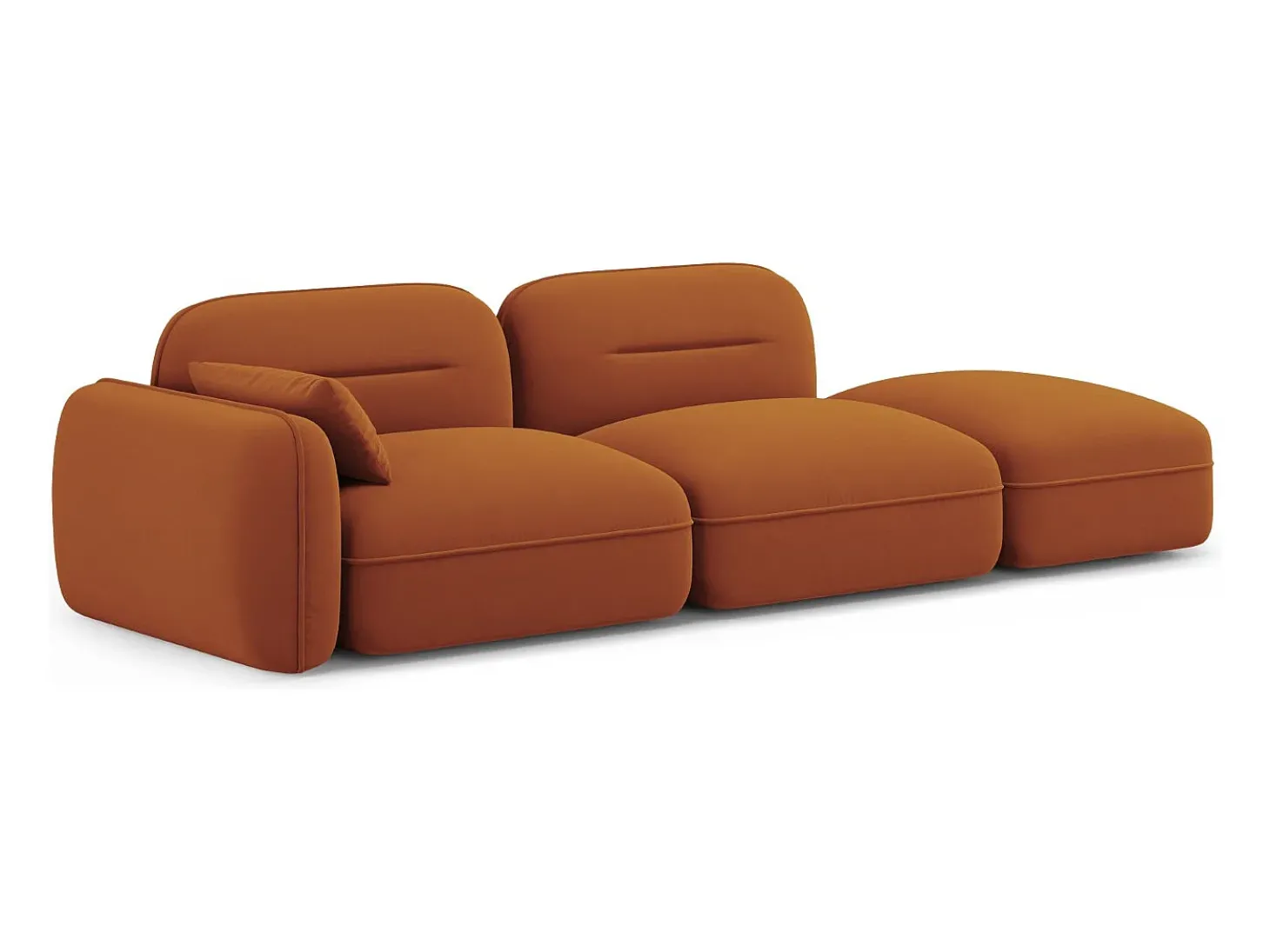 Cosmopolitan Design - Sofá modular direito "Sydney" 3 lugares em veludo terracota - 295x90x70cm