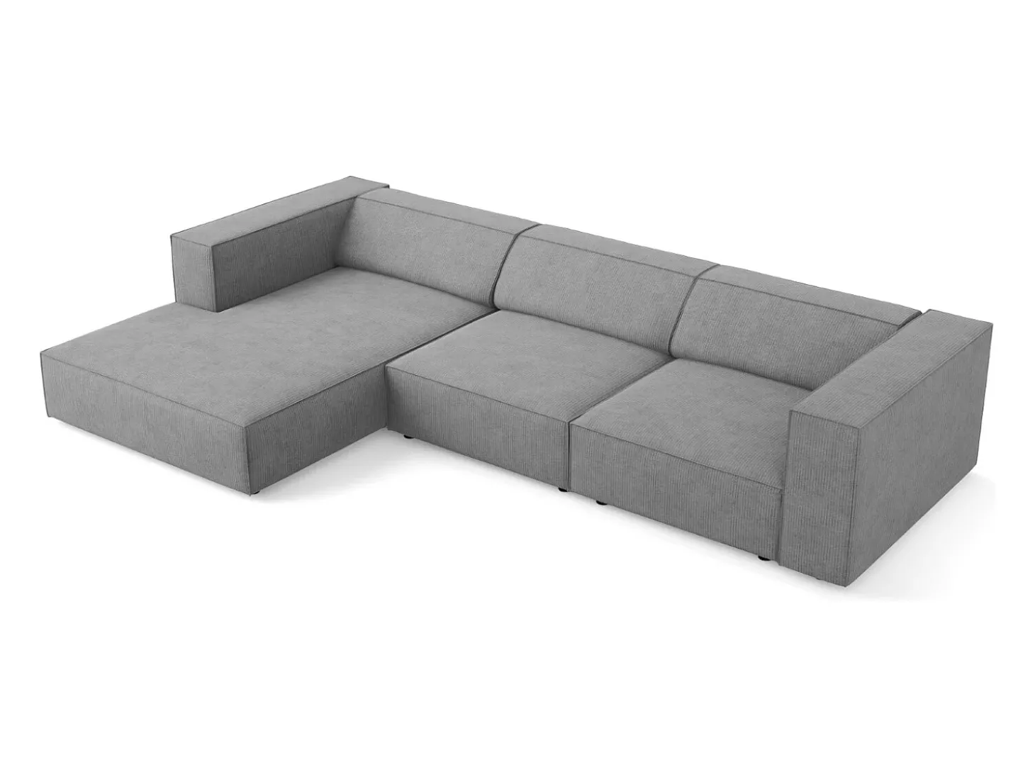 Cosmopolitan Design - Sofá de canto esquerdo "Arendal" 4 lugares em tecido chenille com efeito canelado cinza escuro - 284x166x70cm