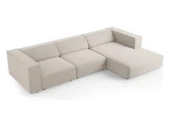 Cosmopolitan Design - Sofá de canto direito "Arendal" 4 lugares em veludo cru - 284x166x70cm