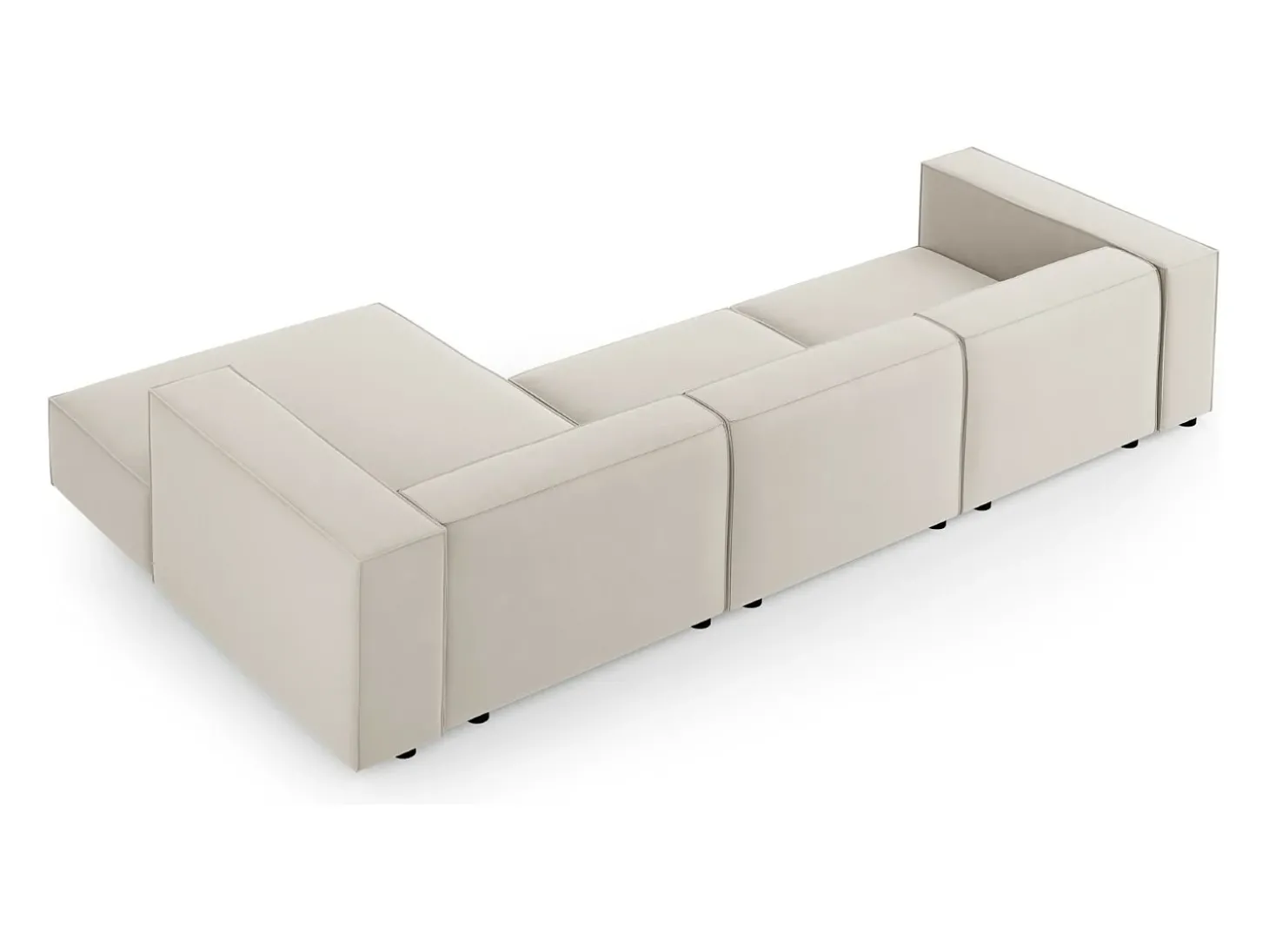 Cosmopolitan Design - Sofá de canto direito "Arendal" 4 lugares em veludo cru - 284x166x70cm