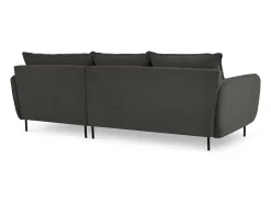 Cosmopolitan Design - Sofá de canto direito "Vienna" 5 lugares em veludo cinza escuro - 255x170x95cm