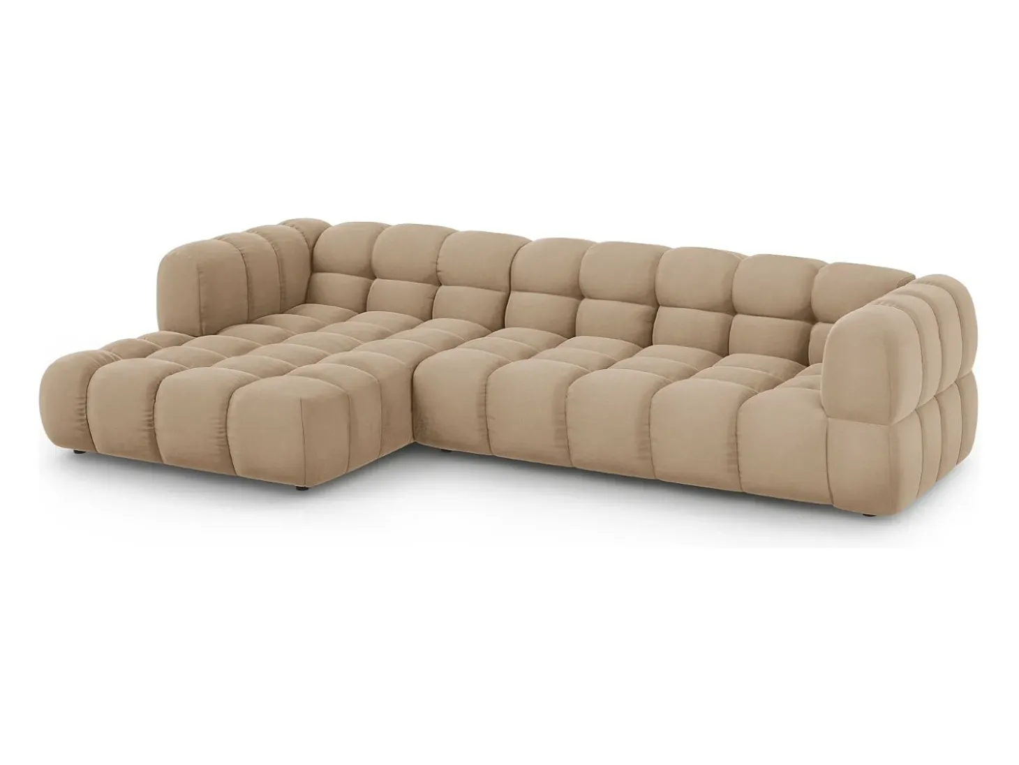 Cosmopolitan Design - Sofá modular de canto esquerdo "Sky" 4 lugares em veludo areia - 300x162x75cm