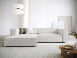 Cosmopolitan Design - Sofá de canto esquerdo "Arendal" 3 lugares em tecido chenille cinza claro - 224x166x70cm