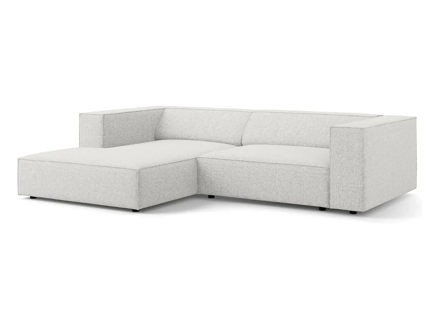 Cosmopolitan Design - Sofá de canto esquerdo "Arendal" 3 lugares em tecido chenille cinza claro - 224x166x70cm