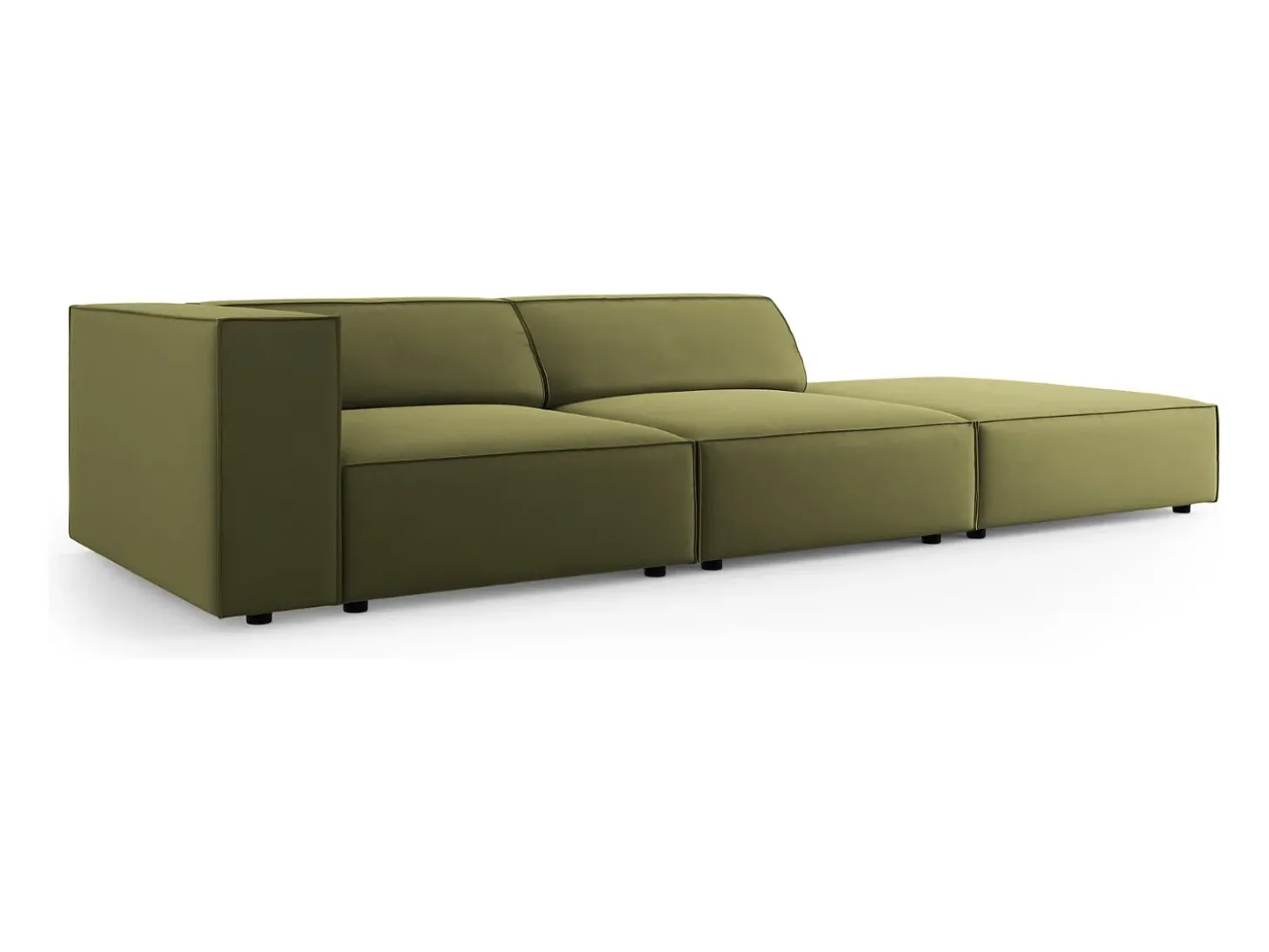Cosmopolitan Design - Sofá direito "Arendal" 4 lugares em veludo verde claro - 262x102x70cm