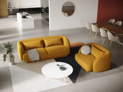 Cosmopolitan Design - Sofá "Tulum" 2 lugares em veludo amarelo - 180x90x70cm