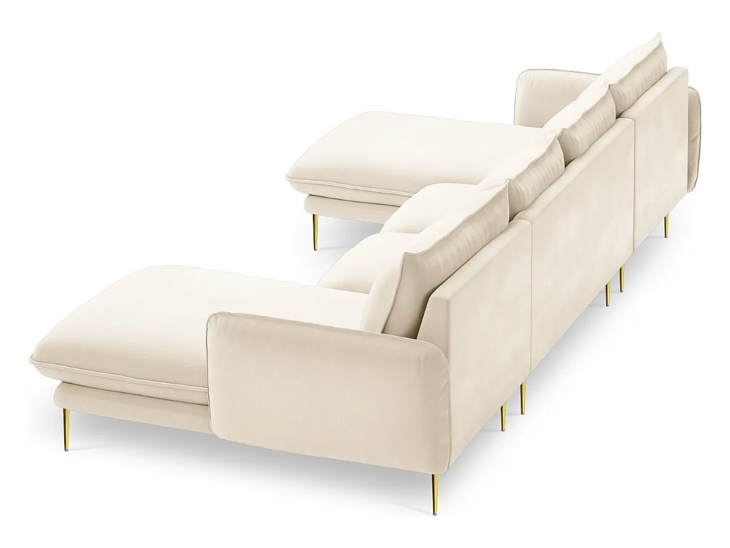 Cosmopolitan Design - Sofá panorâmico "Vienna" 6 lugares em veludo bege claro - 350x170x95cm