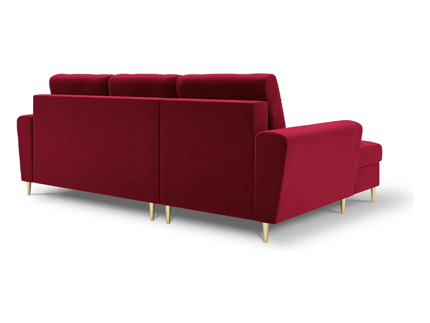 Cosmopolitan Design - Sofá convertível de canto esquerdo com caixa de arrumação "Kyoto" 4 lugares em veludo vermelho - 241x145x88cm