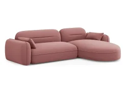 Cosmopolitan Design - Sofá modular de canto direito "Sydney" 4 lugares em veludo salmão - 275x165x70cm