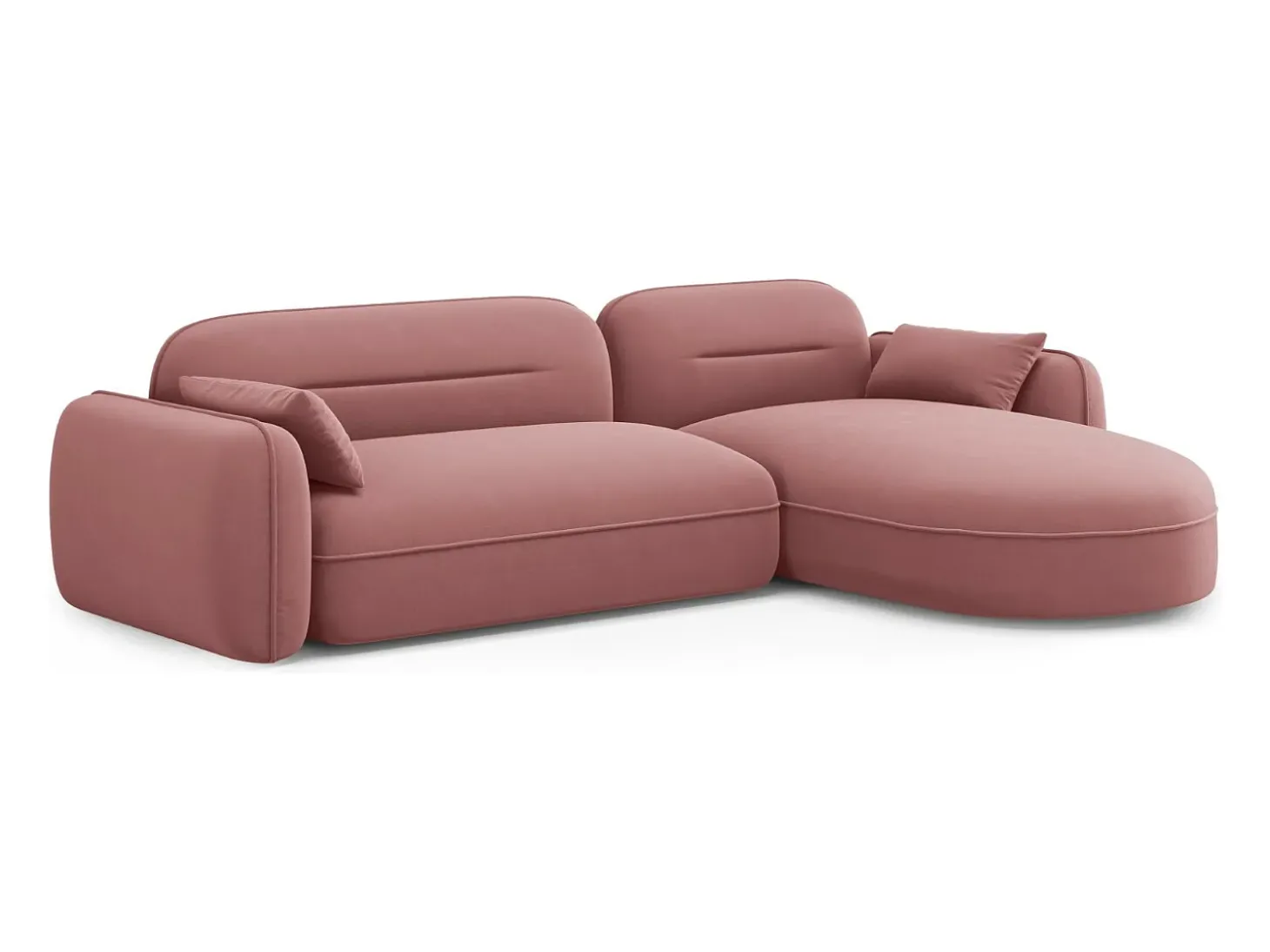Cosmopolitan Design - Sofá modular de canto direito "Sydney" 4 lugares em veludo salmão - 275x165x70cm