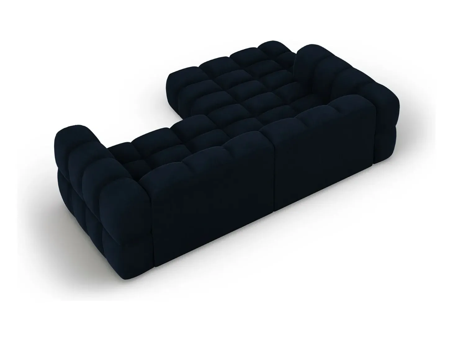 Cosmopolitan Design - Sofá modular de canto esquerdo "Sky" 3 lugares em veludo azul real - 244x162x75cm