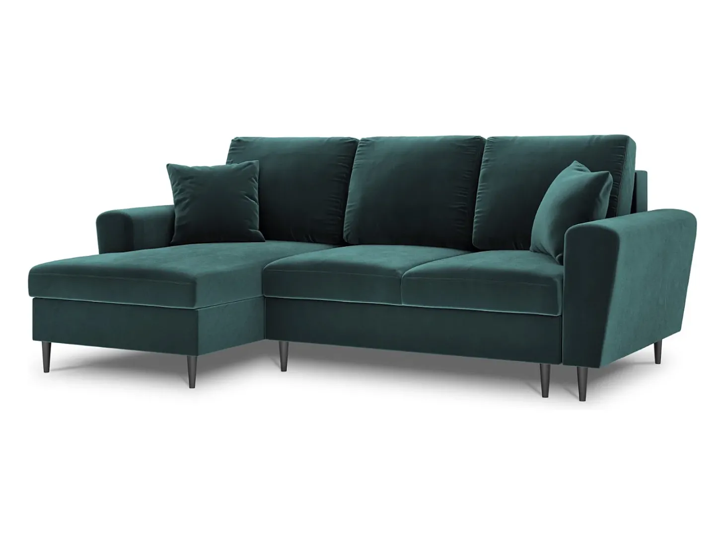 Cosmopolitan Design - Sofá convertível de canto esquerdo com caixa de arrumação "Kyoto" 4 lugares em veludo petróleo - 241x145x88cm