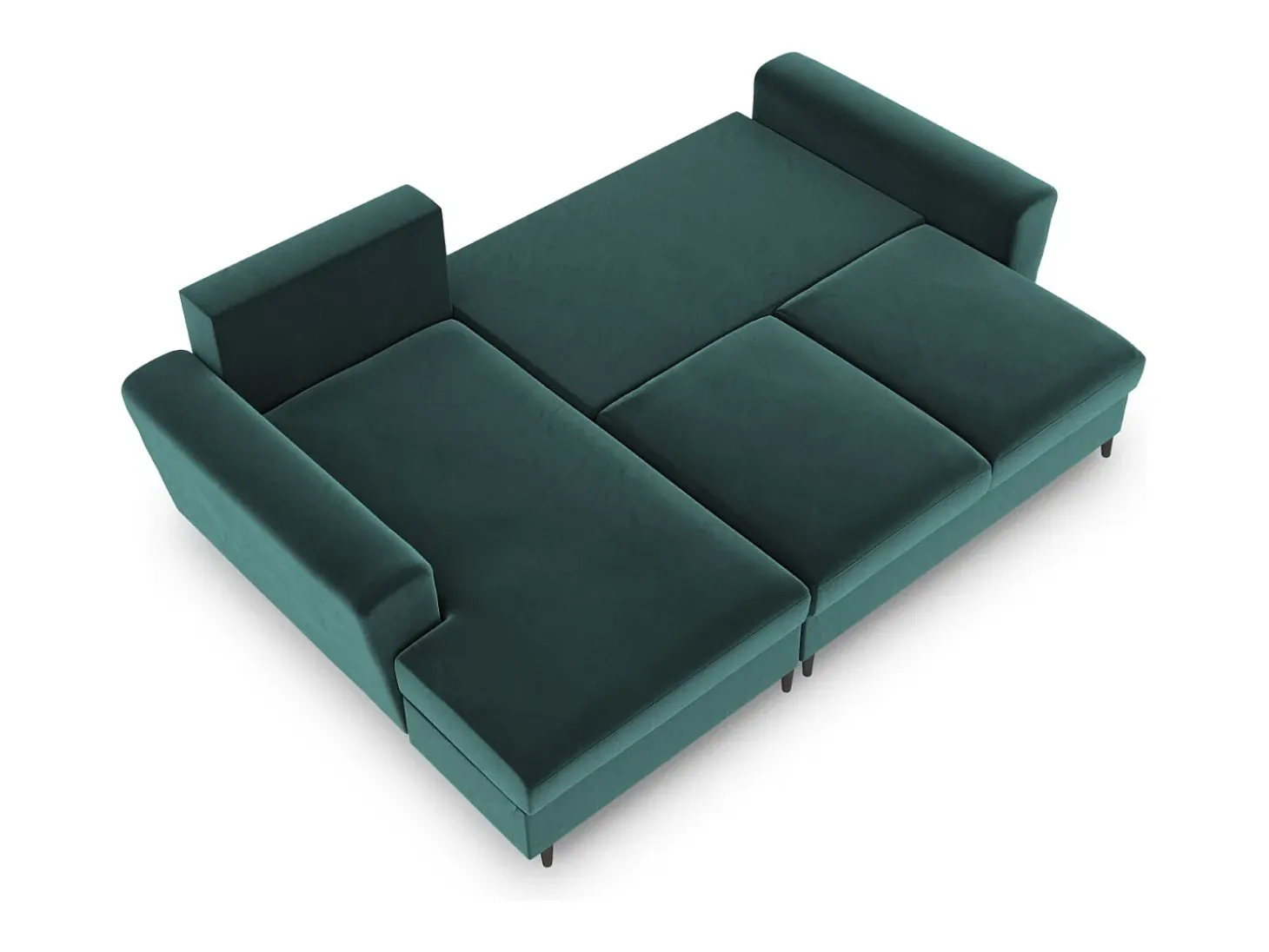 Cosmopolitan Design - Sofá convertível de canto esquerdo com caixa de arrumação "Kyoto" 4 lugares em veludo petróleo - 241x145x88cm