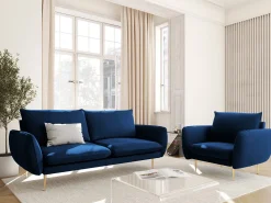 Cosmopolitan Design - Sofá "Vienna" 2 lugares em veludo azul real - 160x92x95cm