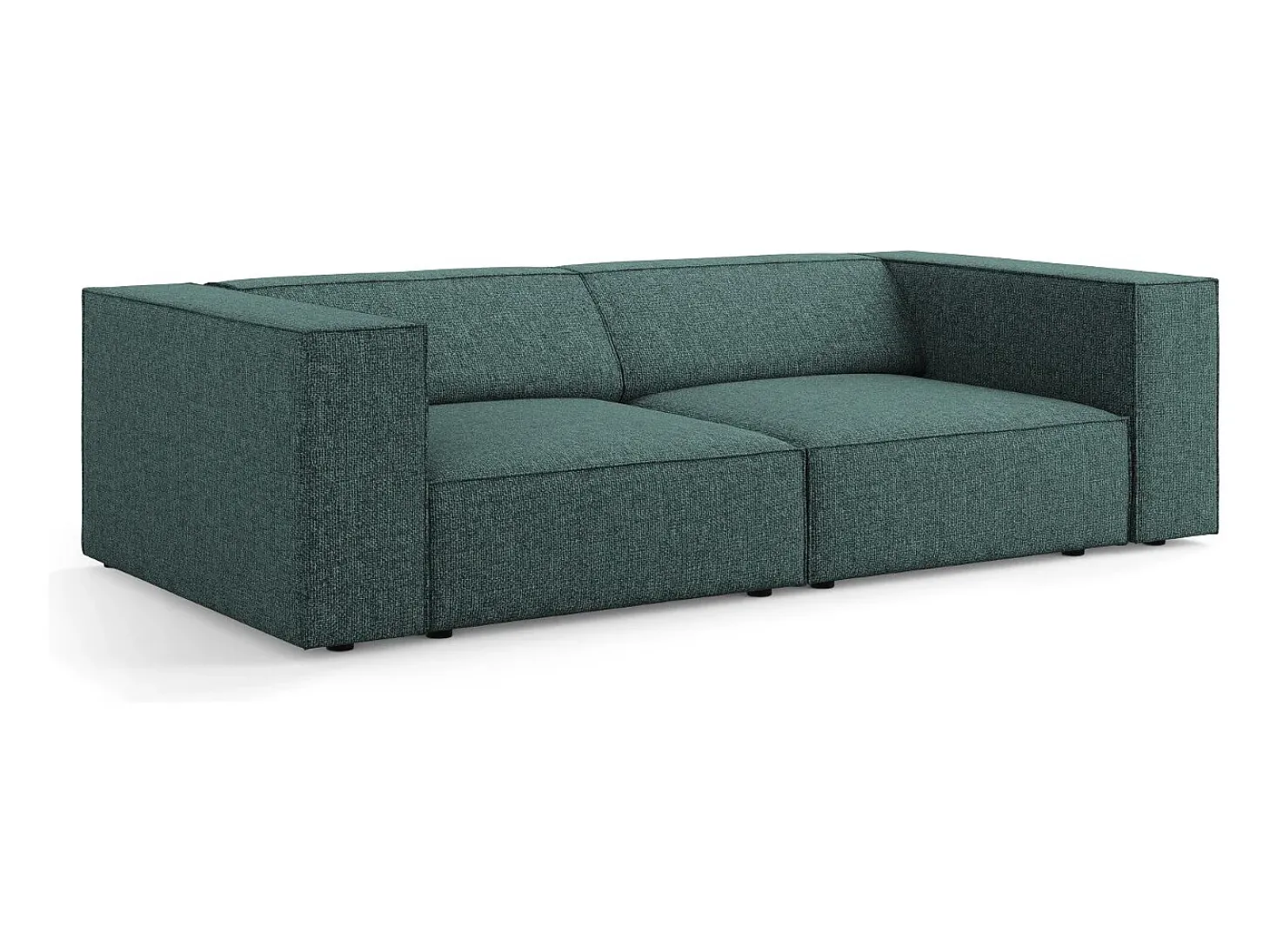 Cosmopolitan Design - Sofá "Arendal" 3 lugares em tecido chenille petróleo - 204x102x70cm